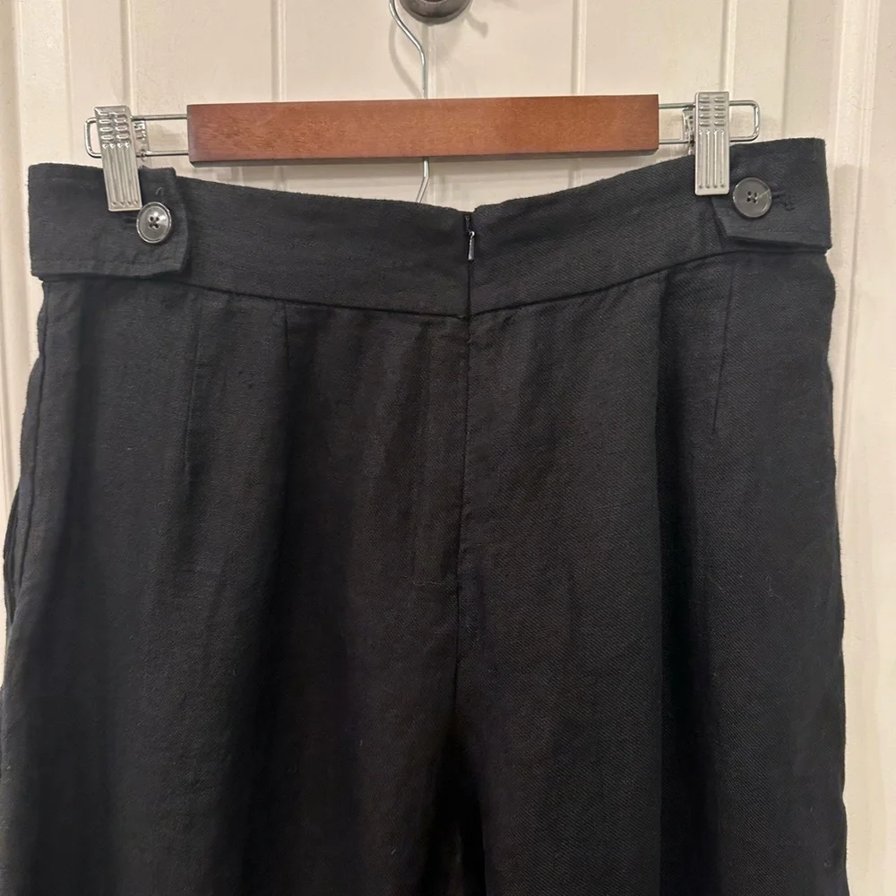 Banana Republic 100% Linen Wide Leg Cropped Pants Size 10P Black